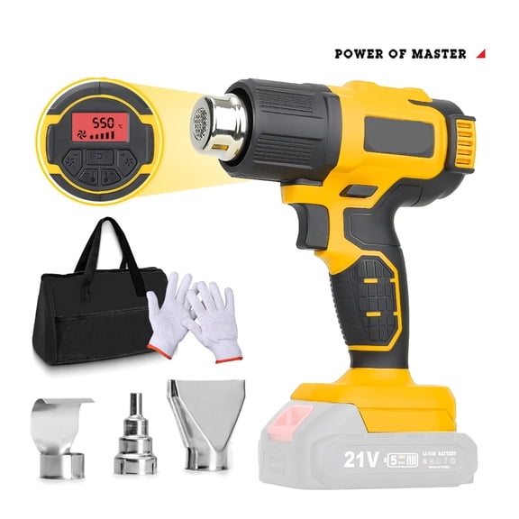 21V Cordless Handheld Heat Gun Shrink Wrapping Tool Hot Air Gun Air Dryer Soldering Thermal Blower with LED Display ,Variable Temperature