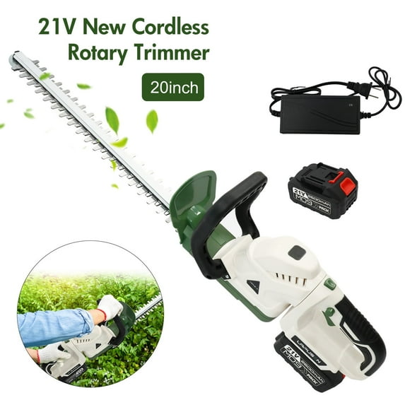 21V Cordless Hedge Trimmer with 20" Dual-Action Blade, Handle Electric Hedge Trimmer with 3.0Ah Battery and Fast Charger for Garden, Shrub, Grass and Lawn, Up to 20000 RPM, Green
