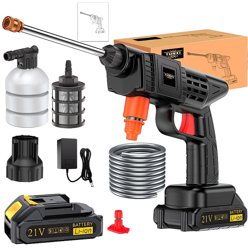 21V Cordless High Pressure Washer, Portable Power Cleaner with Battery, Foam Cannon & Accessories for Car Washing, Gardening & Household Cleaning