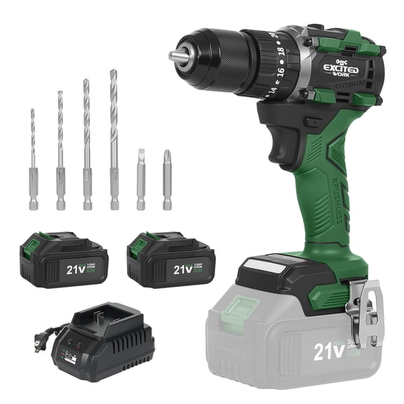 21V Cordless Impact Drill , 80Nm Brushless Electric Drill Set with Dual 3.0 Batteries, 21+3 Torque Setting, 2 Variable Speed and LED Work Light for Home Repairing DIY,