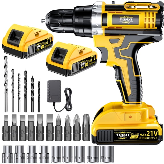 21V Cordless Impact Drill, Adjustable Power Tool for Auto & Household Maintenance