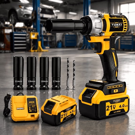 21V Cordless Impact Wrench, 1/2" Brushless Impact Gun, 21V High Torque Power Impact Driver, 21V Batteries 3300 RPM 1000W Electric Impact Gun for Home, Electric Impact Motor Va
