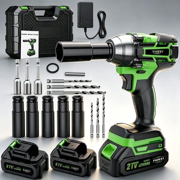21V Cordless Impact Wrench,,Brushless Motor, High Torque Electric Impact Wrench for Home