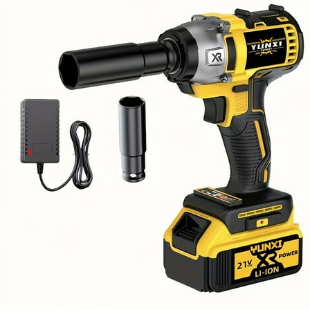 21V Cordless Impact Wrench & Drill Tool Kit - Lithium Battery + Charger, Drill Bits, Professional Electric Impact Gun for Automotive & Furniture Maintenance