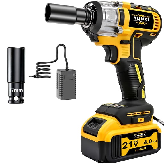 21V Cordless Impact Wrench Kit, 4.0Ah Battery, Heavy Duty Electric Impact Gun for Auto Repair