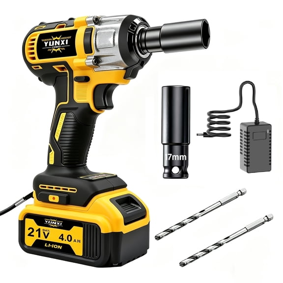 21V Cordless Impact Wrench Kit, 4000mAh Lithium Battery High Torque Impact Gun for Auto Repair, Ideal Gift for Men