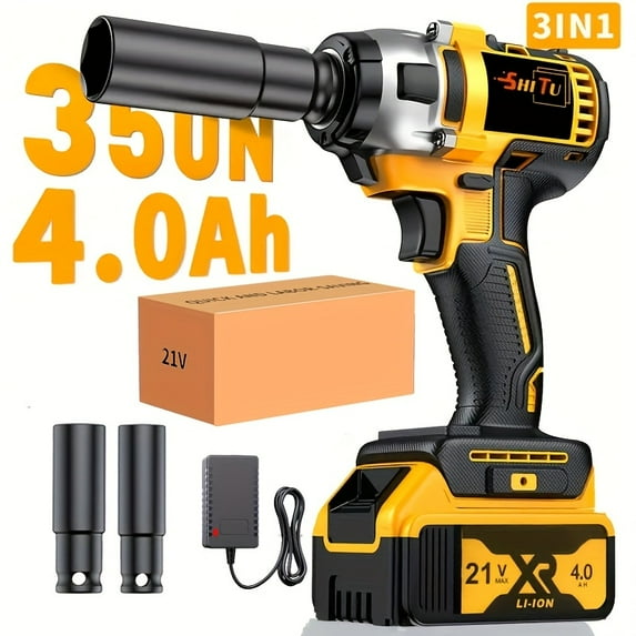 21V Cordless Impact Wrench - Rechargeable with Fast Charger, Portable for Car/Home Repairs, Ideal Holiday Gift for DIYers & Mechanics