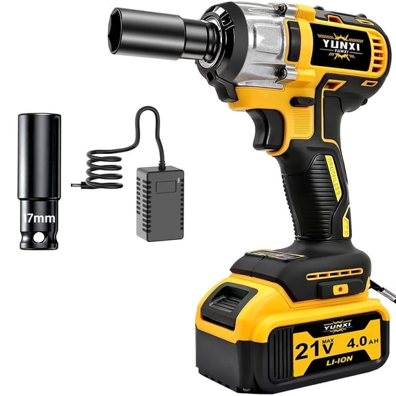 21V Cordless Impact Wrench Set with 4000mAh Li-ion Battery, Heavy-Duty for Automotive Repairs