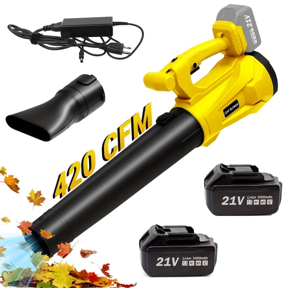 21V Cordless Leaf Blower, 2*3.0Ah Batteries & Charger, Lightweight For Yard/Lawn Cleaning