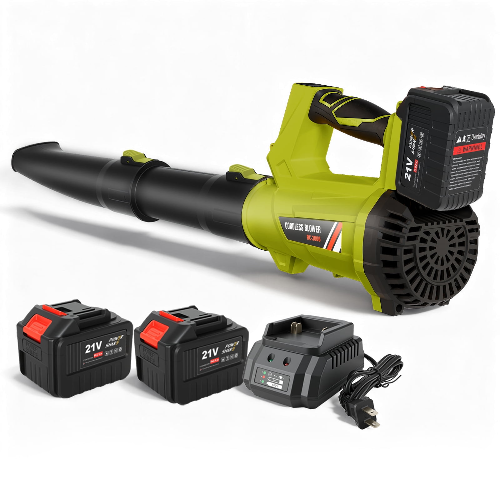21V Cordless Leaf Blower, 650CFM / 280MPH High-Velocity Leaf Blower with 2×6.0Ah Batteries & Fast Charger, 6-Speed Adjustment and LCD Display, for Patios Driveways Snow Leaves Clearing