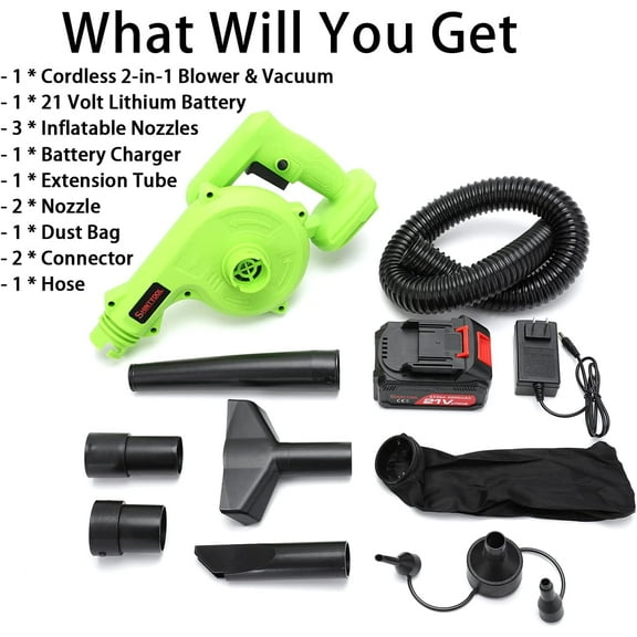 21V Cordless Leaf Blower and Vacuum