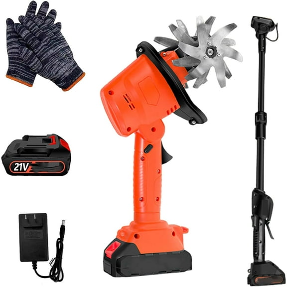 21V Cordless Mini Tiller Cultivator, 235RPM with 4 Rows of Tines, Electric Garden Tiller 4 Inch Hand Tiller Garden Tool with 2 * 1.5Ah Batteries & Charger for Hoeing, Loosening