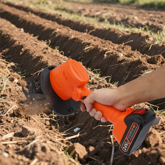 21V Cordless Mini Tiller Cultivator, Electric Garden Tiller Battery Powered