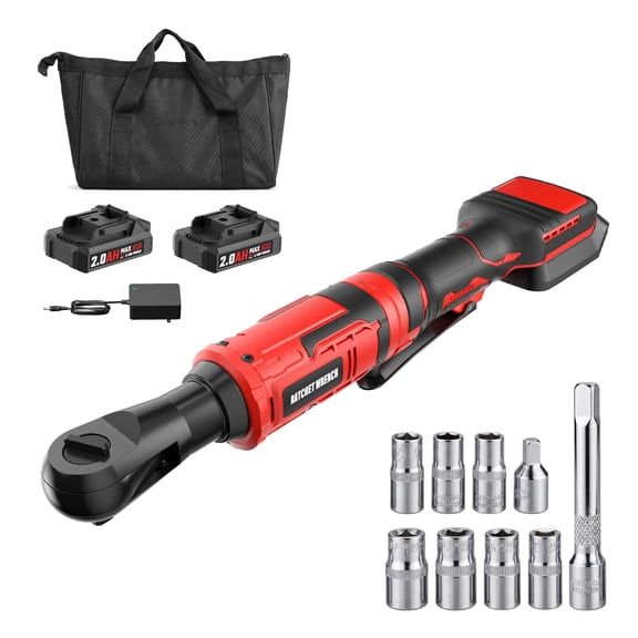 20V Cordless Ratchet Wrench Set, 3/8" Brushless Electric Ratchet Tool Kit with 60 FT-LBS Torque, 2x 2.0Ah Batteries & 7 Sockets for Auto Repair & DIY