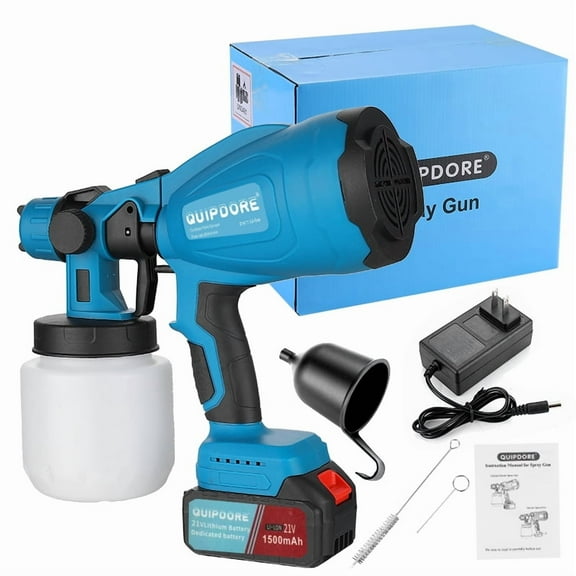 QUIPDORE 21V Cordless Handheld Paint Sprayer, Adjustable Spray Pattern & Flow Control,with Interchangeable Battery Pack