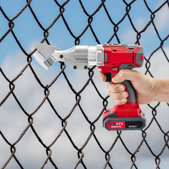 21V Electric Tin Snips Sheet Metal Cutter Scissors Heavy Duty Cutter Power Tool Red Grey for Iron, Aluminum