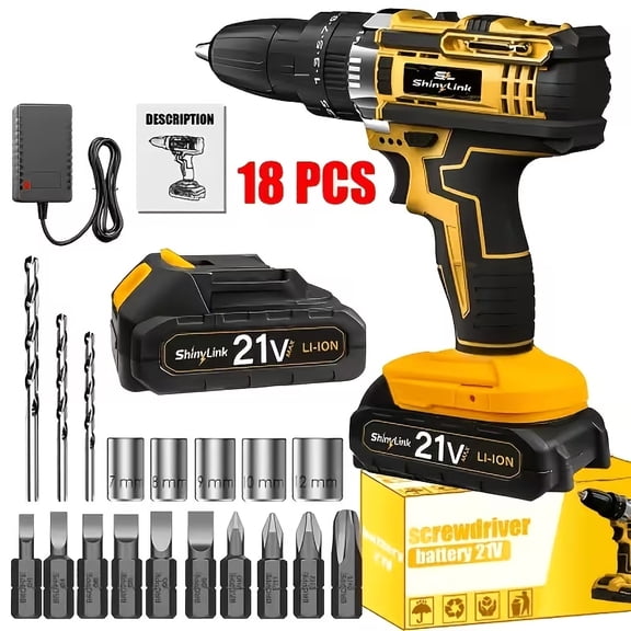 21V Impact Wrench Kit with two Lithium-Ion Battery & Heavy-Duty Motor - Wireless Drill/Driver Compatible for Car, Truck, Motorcycle, Repair - Ideal Gift for Mechanics, DIYers, Men