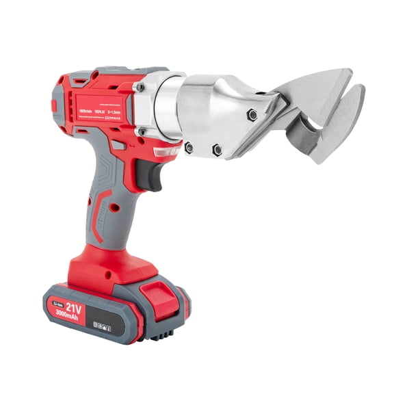 21V Metal Shear Electric Metal Cutter Shear Speed Swivel Head Emergency Brake Function Safety Lock Button Design Long Endurance for Cutting Iron Aluminum Stainless Steel Color Steel Tile