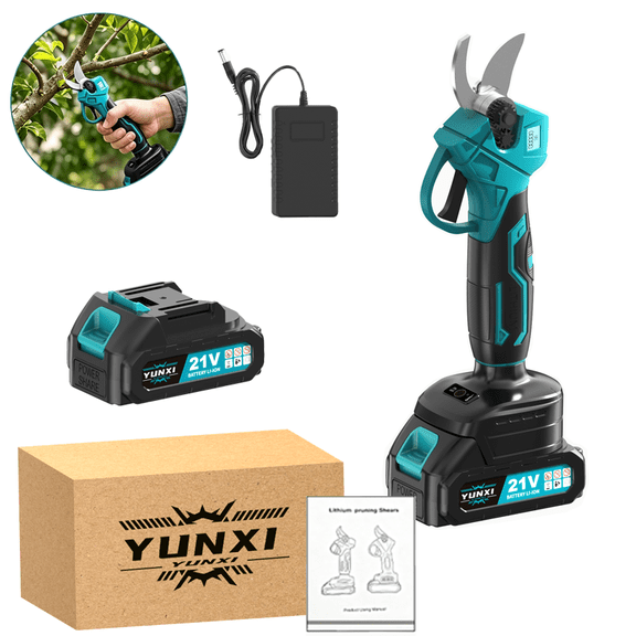 21V Rechargeable Cordless Electric Pruning Shears, LCD Display Handheld Garden Pruner, Ergonomic Power Branch Cutter for Orchard, Landscaping, Yard & Garden Tree Trimming, Less Hand Fatigue