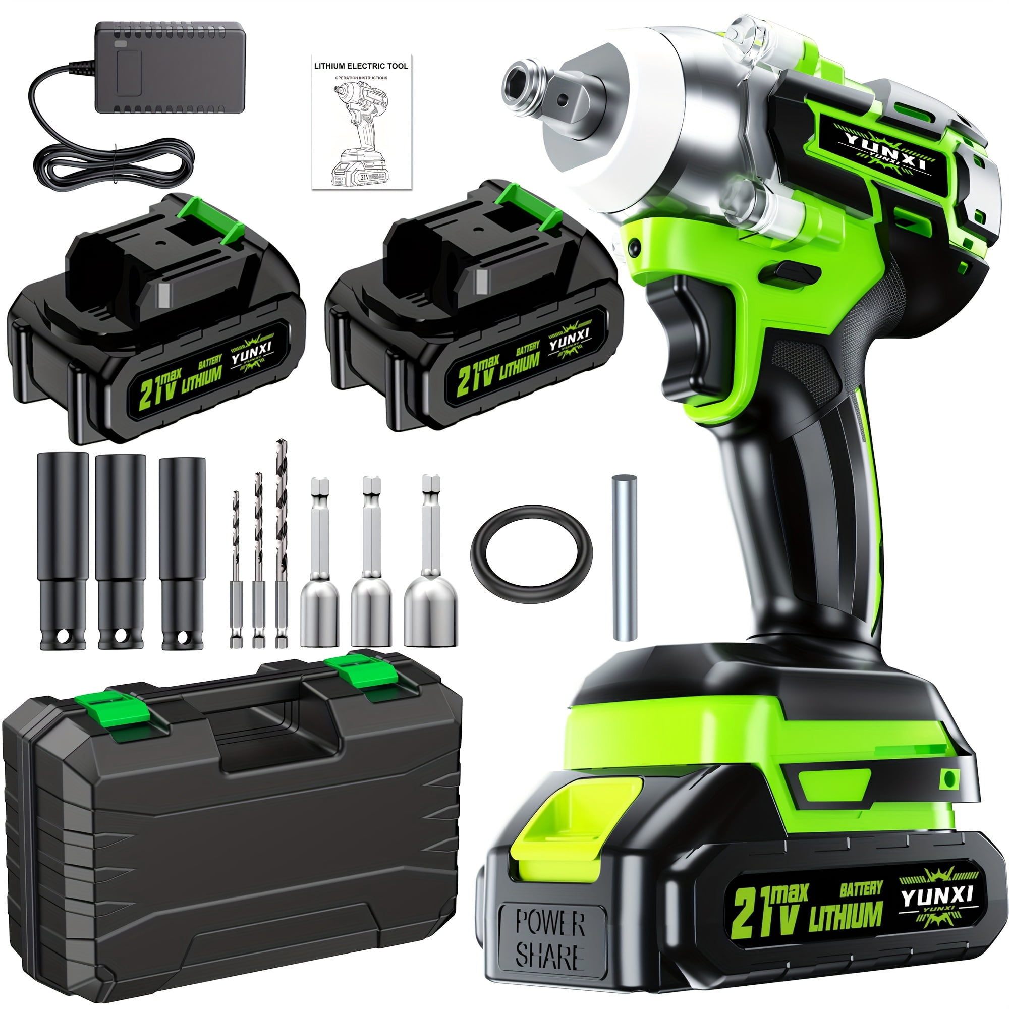 21V Safety-Enhanced Cordless Impact Wrench, Easy-to-Use Rechargeable Power Tool for Home Repairs
