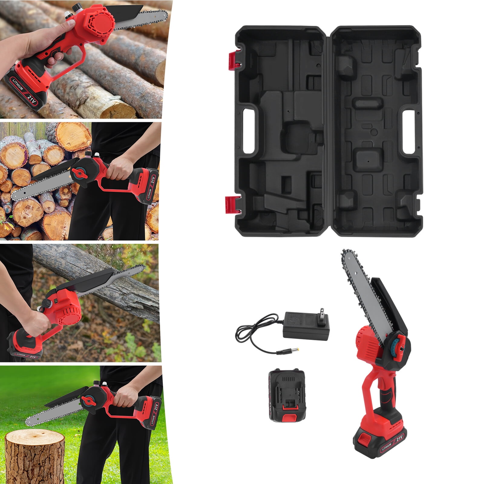 21V Steel Mini Chainsaw Cordless Chainsaw Handheld Electric Chain Saw 1500mAh Battery for Wood Cutting