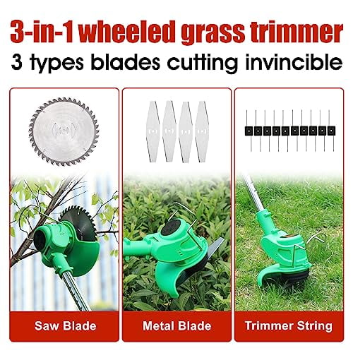 21V Weed Wacker Electric Eater Battery Powered, 3 in 1 Edger Lawn Tool