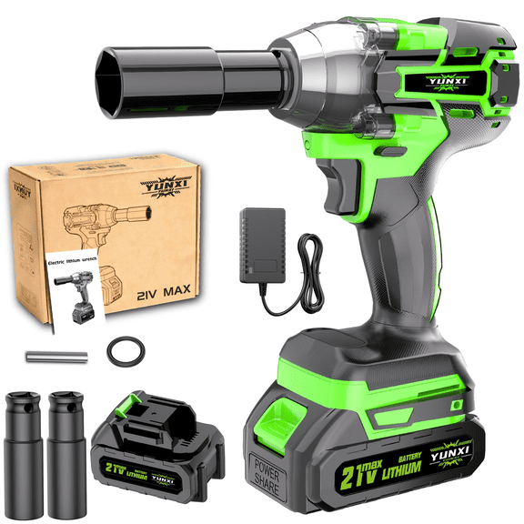 21V impact wrench set, equipped with lithium-ion battery and heavy-duty motor - wireless drill/driver compatible with car, truck, motorcycle repair - mechanic, DIY enthusiast,