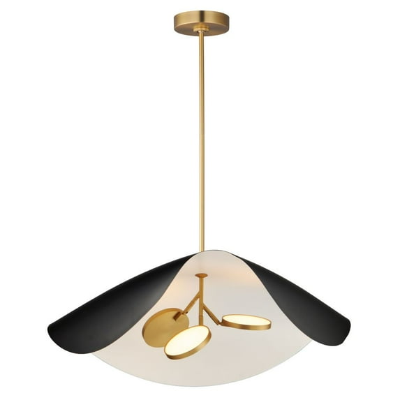 E24968-WTBKGLD-ET2 Lighting-Carmen - 21W 3 LED Pendant-11 Inches Tall and 32 Inches Wide-Black/Gold Finish