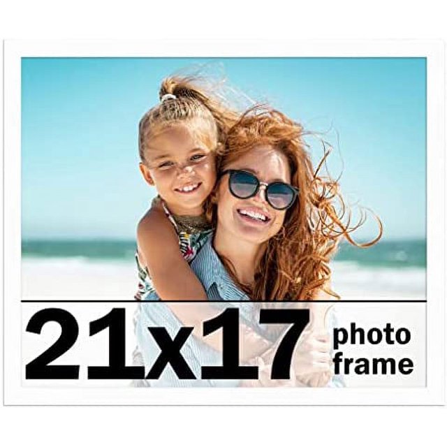 21X17 Frame White Solid Wood Picture Frame Includes UV Shatter Guard