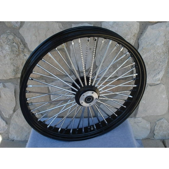 21X3.5 BLACK FAT SPOKE DUAL DISC FRONT WHEEL HARLEY FLT TOURING BAGGERS 2000-07