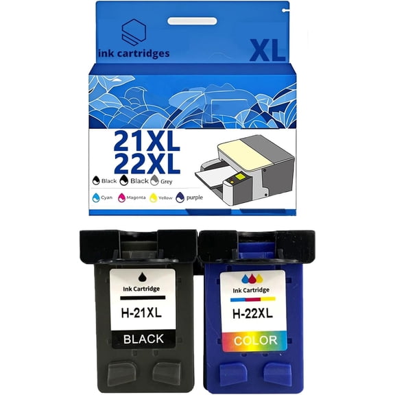 21XL 22XL Ink Cartridges Compatible for HP F4180 F2210 D1560 D1530 D1420 D1520 3915 3930 PSC 1410 4315 J3680 Inkjet Printers, Leak-Proof Design Crisp Printing