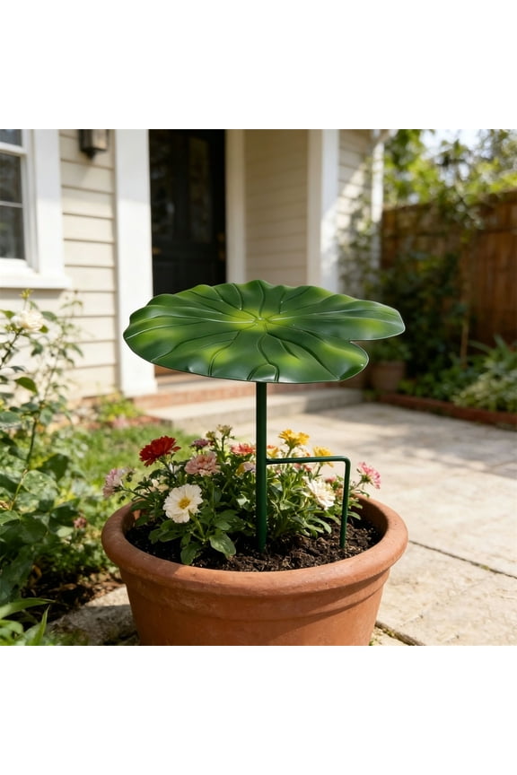 21cm Waterproof Leaf-Shaped Plant Shade Umbrella with Stake for Outdoor Potted Plants, Sun and Rain Protection