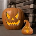 thumbnail image 1 of 21in+12in LED Light Up Jack O Lantern Halloween Pumpkin Lights Indoor/Outdoor Holiday Festival Garden Patio Front Door Decor, 1 of 6