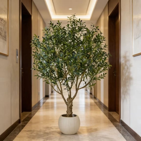 21in Artificial Olive Tree Faux Olive Plant with Realistic Olives & Trunk Fake Tree for Home Office Decor (Without Pot)