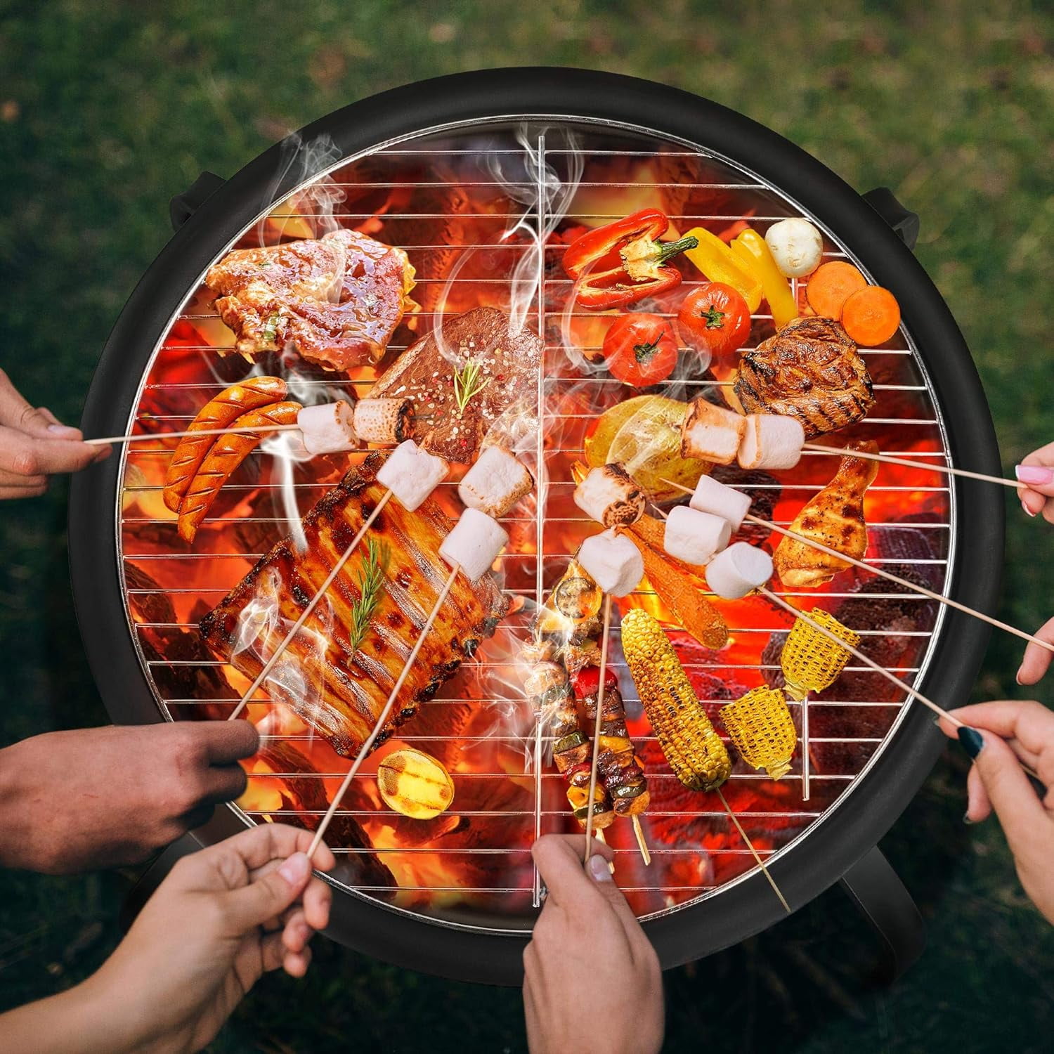 21inch Fire Pit Portable Folding Steel Fire Bowl Garden Treasures Fire