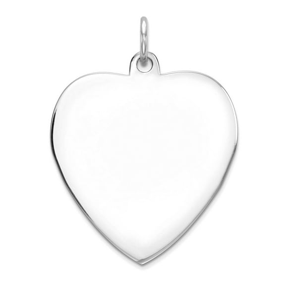 21mm 925 Sterling Silver Rhod Plated Eng. Love Heart Polish Front Satin Back Disc Charm Pendant Necklace for Women
