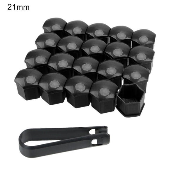 21mm Black Car Wheel Lug Nut Covers, 20pcs Universal Screw Caps for Wheel Screws