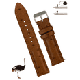 thumbnail image 1 of 21mm Brown Ostrich Leather Watch Band Men Quick Release Replacement Strap Extra Soft Handmade Wristband Stainless Steel Buckle, Fathers Day Gift for Dad Son Husband, 1 of 7