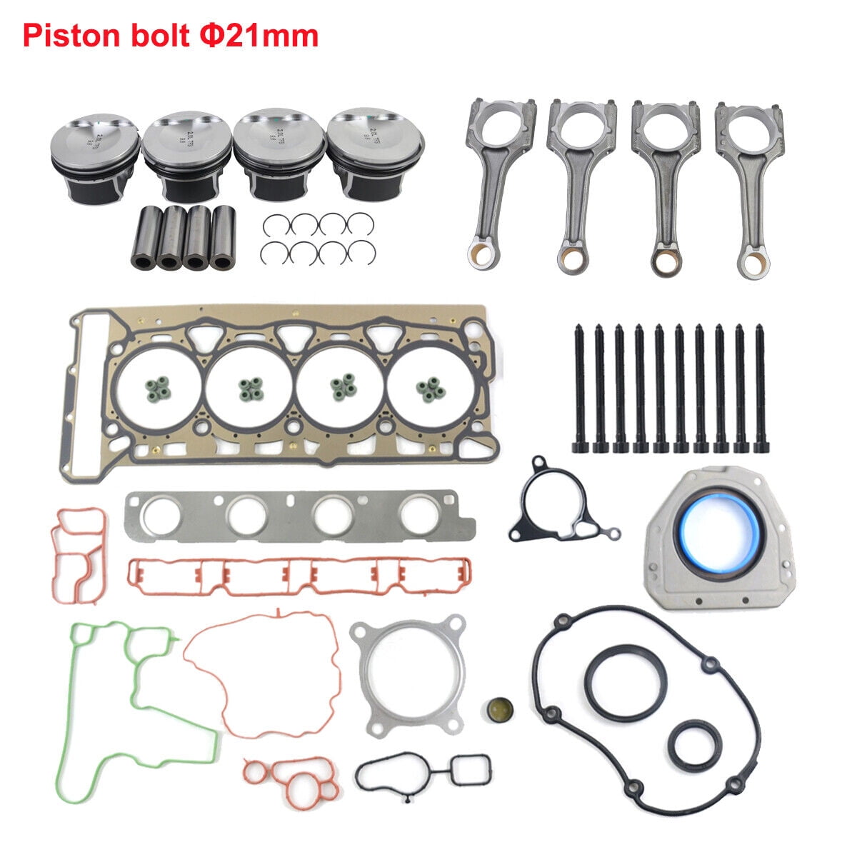 21mm Pistons, Rods & Gaskets Set for 2.0 TFSI Audi VW A4 Q5 Jetta GTI