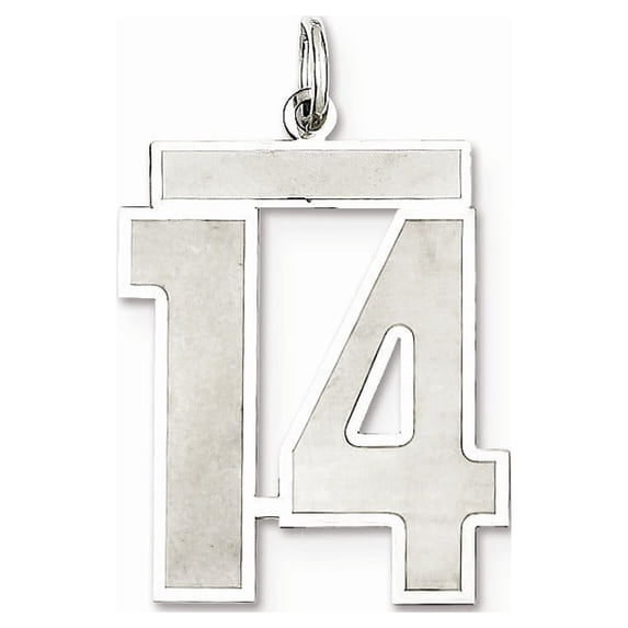21mm Sterling Silver Large Satin Pendant Number 14 - 1.2 Grams