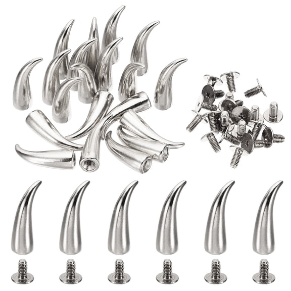 21mm Studs for Clothing, 50 Sets Studs and Spikes Leather Rivets for Clothing Leather Punk, 7x21mm, Silver Tone
