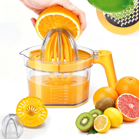 Blusmart 4-in-1 Manual Citrus Juicer, 17oz Lemon Squeezer, BPA-Free, Detachable Dual-Head Juice Press for Oranges, Limes & Kitchen Use