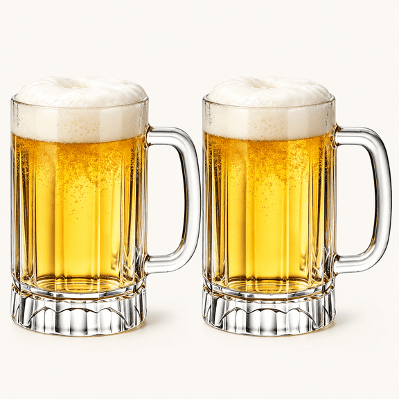 21oz Plastic Beer Mugs with Handle Set of 2, Beer Stein Drinking Cups