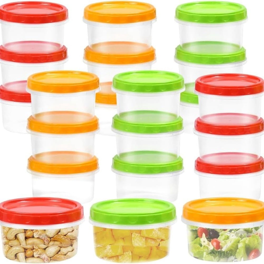 21pcs 250ml Food Storage Containers with Three Color Lids Leak Proof ...