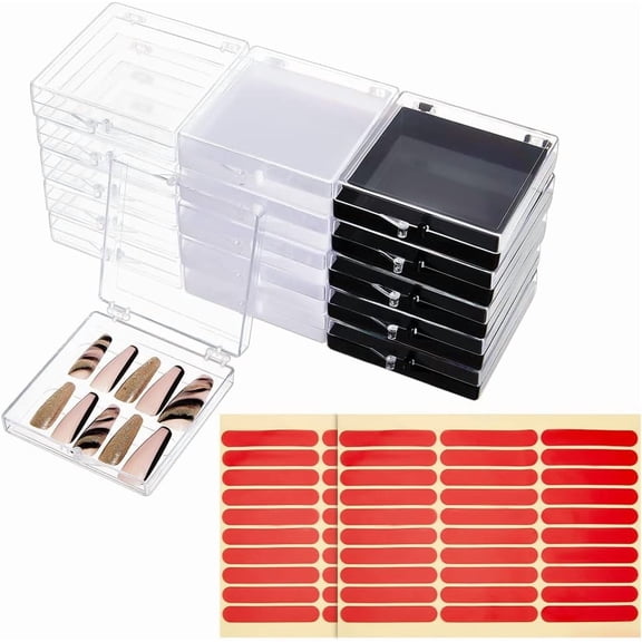 21pcs Acrylic Nail Storage Box Artificial Nail Stand Packaging Organizer Boxes Press on Nail Box Container Rhinestone Gem Bead Storage for Nail Salon diy