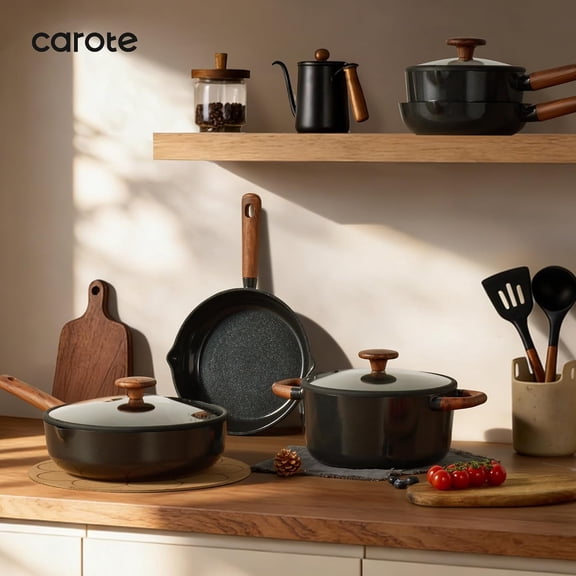 21pcs Cookware Set Nonstick Pots and Pans Ceramic Induction PFAS Black