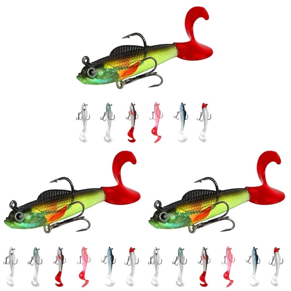 21pcs Fishing Lures - Tackle Box with Tackle Included, Fishing Kit Hooks, Freshwater Lure Kit for Bass Walleye Trout