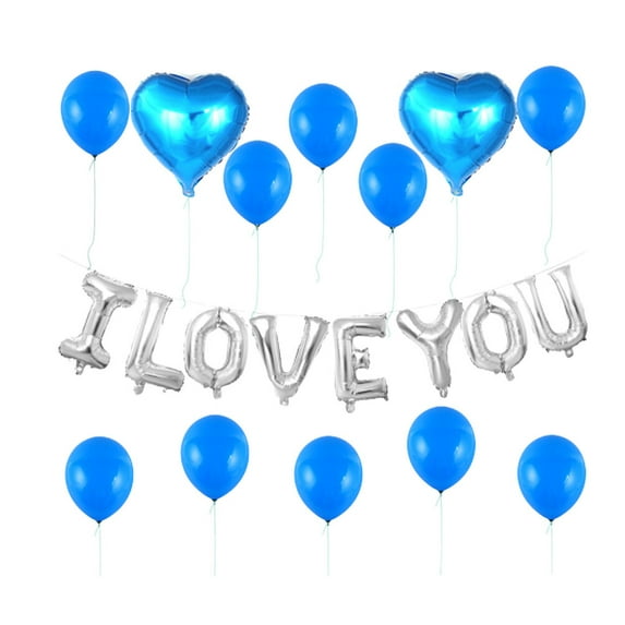 21pcs I Love You Aluminum Foil Balloon Love Heart Balloon Party Supplies for Wedding Party Proposal Valentine's Day (Blue)