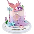 thumbnail image 1 of 21pcs Mermaid Cake Topper - Mermaid Tail Cake Decorations with Seaweed Shells Starfish Coralal Under the Sea Cake Decorations for Birthday Party Decorations (Pink Purple), 1 of 4