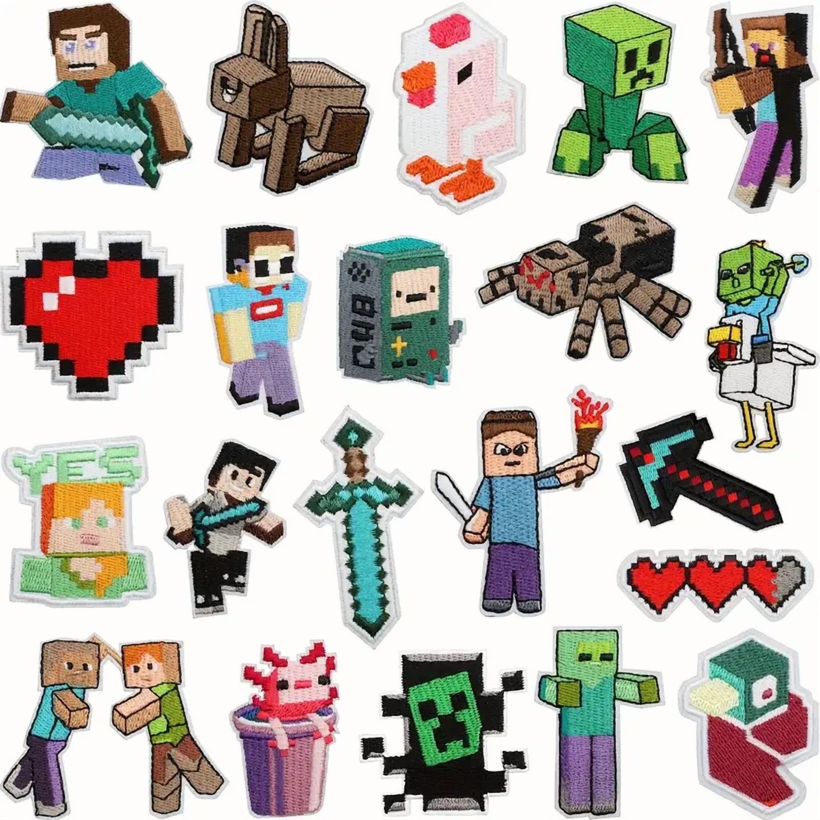 21pcs of Minecraft Style Embroidered Patches - Sewn/Ironed Patches - Suitable for DIY Clothes And Bags - Multi-Functional Sewn Repair Patches Durable And Easy to Iron - Sewing Supplies Accessories